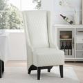 22 Wide Wing Back Chair Modern PU Upholstered Wingback Accent Chair with Black Wood Legs Side Chair Single Leisure Chair for Living Room Bedroom Office Apartment White