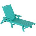 Afuera Living Coastal Outdoor HDPE Plastic Reclining Chaise Lounge in Turquoise
