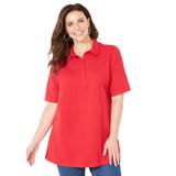 Plus Size Women's Short Sleeve Polo by Catherines in Classic Red (Size 0X)