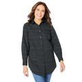 Plus Size Women's Perfect Long Sleeve Shirt by Woman Within in Black Allover Dot (Size 4X)