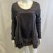 Anthropologie Tops | Anthropologie Meadow Rue Gray Long Sleeve Knit Ruffled Hem With Lace Top-Small | Color: Gray | Size: S