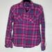 American Eagle Outfitters Tops | American Eagle Outfitters Purple And Pink Plaid Button Front Long Sleeve Top Sm | Color: Pink/Purple | Size: S