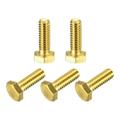 Brass Hex Bolts 1/4-20x3/4 5 Pack Fully Thread Grade 4.8 Machine Screws