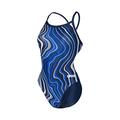 Arena Women's Arena Women's SWIMSUIT CHALLENGE BACK MARBLED, Navy-navy Multi, 38 UK