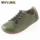 MVVJKE-Chaussures Plates en Cuir Authentique pour Femme Mocassins à Lacets Bout Uni 100%