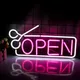 Enseigne au néon ouverte pour salon de coiffure rose blanc USB 62 lumière au néon avec