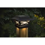 Classy Caps Kingsbridge Solar Powered Integrated LED Aluminum Fence Post Cap Light 4 in. x 4 in. w/ Base Adapter Included Aluminium/Metal | Wayfair