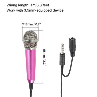 Mini Microphone Portable Vocal Microphone Rose Red for Singing 2Pcs - Rose Red