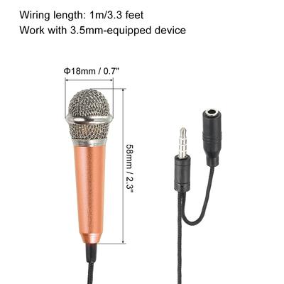 Mini Microphone Portable Vocal Microphone Rose Gold with Mic Stand, Cover 1Pcs - Rose Gold