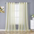 HA-EMORE Black and White Sheer Curtains Room Decorative Vertical Stripe Voile Grommet Sheer Curtain Panels Yarn Dyed Faux Linen Textured Semi Sheer Window Drapes for Bedroom