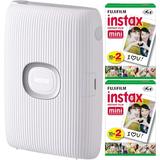 Fujifilm Instax Mini Link Polaroid Printer for Smartphone (Ash White) Bundle with Fuji Instax Mini Film (40 Sheets)