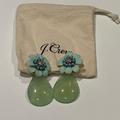 J. Crew Jewelry | J.Crew Calyx Pave, Beaded Flower Drop Earrings, 2.5", Rhinestone | Color: Green | Size: Os