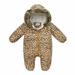 Infant Baby Boys and Girls Autumn and Winter One-piece Cotton Padded Clothes Fashion Printing Plush Hooded Jumpsuit Casual Warm Zipper One-piece Clothes Creeper