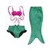 xingqing 3PCS Toddler Girls Mermaid Tail Swimsuit Shell Swimsuit with Fish Tail Bikini for Cosplay Green 3-4 Years