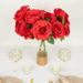 Efavormart 2 Bushes | 17 Red Premium Silk Open Rose Flower Bouquet High Quality Artificial Wedding Floral Arrangements