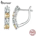 Bamoer-Boucles d'oreilles créoles en forme de U pour femme argent regardé 925 luxe jaune design