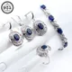 Blue Zunderes-Ensembles de bijoux pour femmes Argent 925 Patients Bagues PmotCharms Bracelets