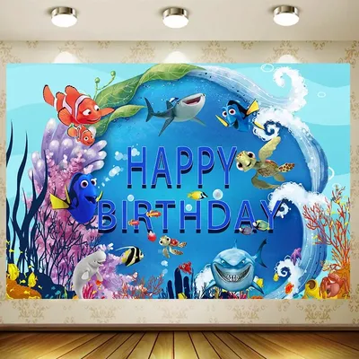 Fond Disney Finding Nemo Happy Birthday Party Supply Baby Shower Clfully Fish Tapestry Banner Wed