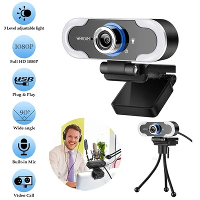 Webcam HD 1080P avec Microphone pour diffusion en direct sur Youtube caméra USB pour ordinateur