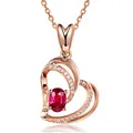 Collier chaîne en or Rose pour femmes bijoux classique pendentif en cristal cœur accessoires de