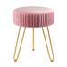 Mercer41 Jermiya 18.5" Tall Vanity Stool Wood/Upholstered/Velvet in Pink | 18.5 H x 13.38 W x 13.38 D in | Wayfair 5EFBF66517E84BAA9A1FF0957FE14357