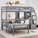 Harriet Bee Ffyon Twin Over Twin L Shape Bunk Bed w/ Built-In Desk Wood in Gray | 67.5 H x 79.5 W x 95.1 D in | Wayfair