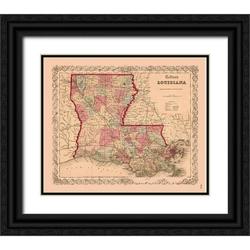 Colton 23x20 Black Ornate Wood Framed with Double Matting Museum Art Print Titled - Louisiana - Colton 1855