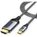 USB C to HDMI Cable QGeeM Type C to HDMI Adapter Cable 4FT Braided 4K@60Hz (Thunderbolt 3 Compatible)Compatible with MacBook Pro 2020 iPad Pro 2020 Samsung Galaxy S20/ S10 Dell XPS 13/15 and More