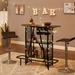 VECELO Bar Unit Bar Cart with Metal Mesh Front, 3-Tier Wine Rack with Glasses Holder