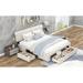 King Size Beige Tufted Upholstery Platform Bed with 4 Drawers, 86.6''L*78''W*41.3''H, 147.5LBS