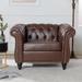 PU Leather Single Sofa Seat Cushions, Traditional Rolled Arm Chesterfield Sofa