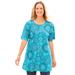 Plus Size Women's Easy Fit Short Sleeve Scoopneck Tee by Catherines in Vibrant Turq Medallion (Size 4X)