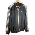 Adidas Jackets & Coats | Adidas Full Zip Mesh Lined 3 Stripe Jacket Black Mens Size Large Quick Shipping! | Color: Black/Blue | Size: L