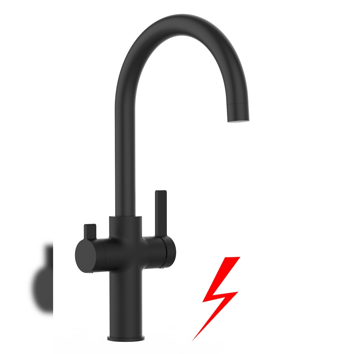 Vizio Niederdruck 3 Wege Wasserhahn Küchenarmatur Spültischmischer FC, Schwarz Matt mit 360° schwenkbarem U-Auslauf Image