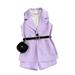 Baby Girls Spring Summer Fashion Blazers Suit Cute Turndown Collar Solid Color Sleeveless Vest Coat Shorts With Fanny Pack Four-Piece Suit 4-7 Years