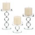 OwnMy Set of 3 Crystal Glass Pillar Candlestick Holders Votive Candle Holder Set, Clear Glass Tea Light Candle Stick Holders Pillar Candle Stand Modern Candle Centerpiece for Living Room Wedding Decor