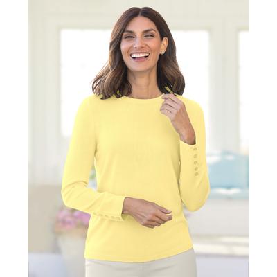 Appleseeds Women's Spindrift™ Long-Sleeve Button-Cuff Sweater - Yellow - XL - Misses