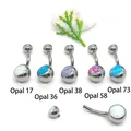 Piercing de nombril en titane G23 14G Double tête opale boule de 10mm，piercing nombril