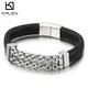 Kalen Punk-Bracelet en Acier Inoxydable et Cuir pour Homme Bijoux de 12mm de Large Accessoires de