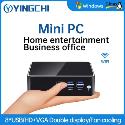 YINGCHI-Mini PC Intel J4125 Core i3 4005U/5005U/i5 4200U/5200U HD et VGA ordinateur de bureau et de