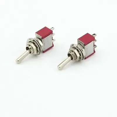 5PCS Mini 3 PIN RED Toggle Switch SPDT On-Off-On 6A 125VAC diy electronics