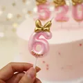 Bougie d'anniversaire avec nœud papillon mignon princesse Prince numéro 0-9 décor de gâteau