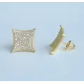 Boucles d'oreilles à vis de couleur argent pour hommes et femmes bijoux brillants carrés zircone