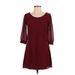 Want and Need Casual Dress - A-Line: Burgundy Solid Dresses - Women's Size Small