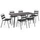 Salon de jardin valencia en acier table 180 cm et 6 chaises empilables gris anthracite - Gris