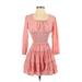 R. Vivimos Casual Dress - A-Line Square 3/4 sleeves: Pink Print Dresses - Women's Size 4