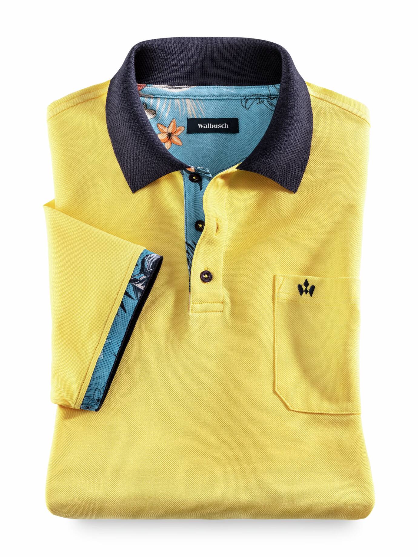 Walbusch Herren Pique Polo Beach Sorbets einfarbig Zitronengelb