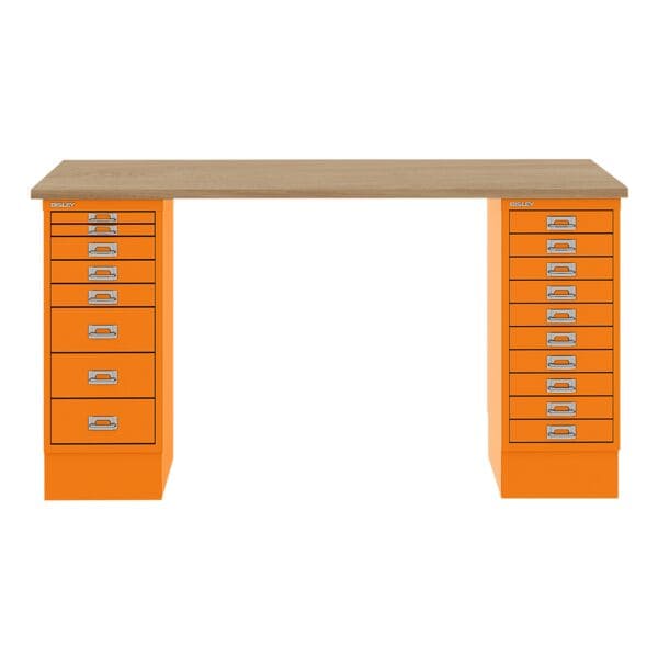 Bisley Schreibtisch »MultiRange« eichefarbene Platte mit 18 Schubladen orange, 140x74x60 cm Image