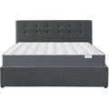 Pack lit coffre 160x200 + matelas + tête de lit - tissu anthracite