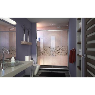 Dreamline DreamLine Visions 36 inch D x 60 inch W x 74 3/4 inch H Semi-Frameless Sliding Shower Door in Chrome with Right Drain Black Shower Base Kit DL-6963R-88-01
